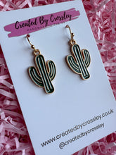 Load image into Gallery viewer, Green Cactus Charm Earrings
