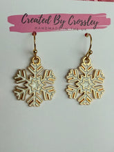 Load image into Gallery viewer, White Snowflake Charm Earrings

