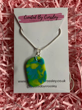 Load image into Gallery viewer, Blue Yellow Clay Earrings and Necklace
