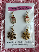 Load image into Gallery viewer, Santa Snow Earring Duo
