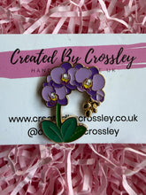 Load image into Gallery viewer, Purple Orchid Flower Pin Badge
