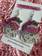 Load image into Gallery viewer, Pink Glitter Santa Charm Earrings
