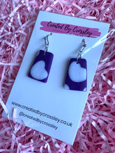 Load image into Gallery viewer, Purple Pattern Clay Earrings
