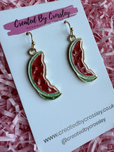 Load image into Gallery viewer, Watermelon Slice Charm Earrings
