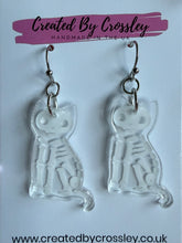 Load image into Gallery viewer, Skeleton Cat Charm Earrings
