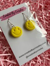 Load image into Gallery viewer, Yellow Smiley Face Clay Earrings
