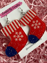 Load image into Gallery viewer, Large Christmas Stocking Charm Earrings
