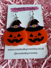 Load image into Gallery viewer, Pumpkin Witch Charm Earrings
