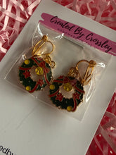 Load image into Gallery viewer, Christmas Wreath Clip On Earrings
