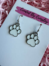 Load image into Gallery viewer, White Paw Print Charm Earrings
