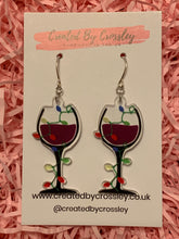 Load image into Gallery viewer, Christmas Wine Glass Charm Earrings
