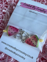 Load image into Gallery viewer, Watermelon Clip On Earrings
