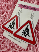 Load image into Gallery viewer, Triangle Warning Charm Earrings
