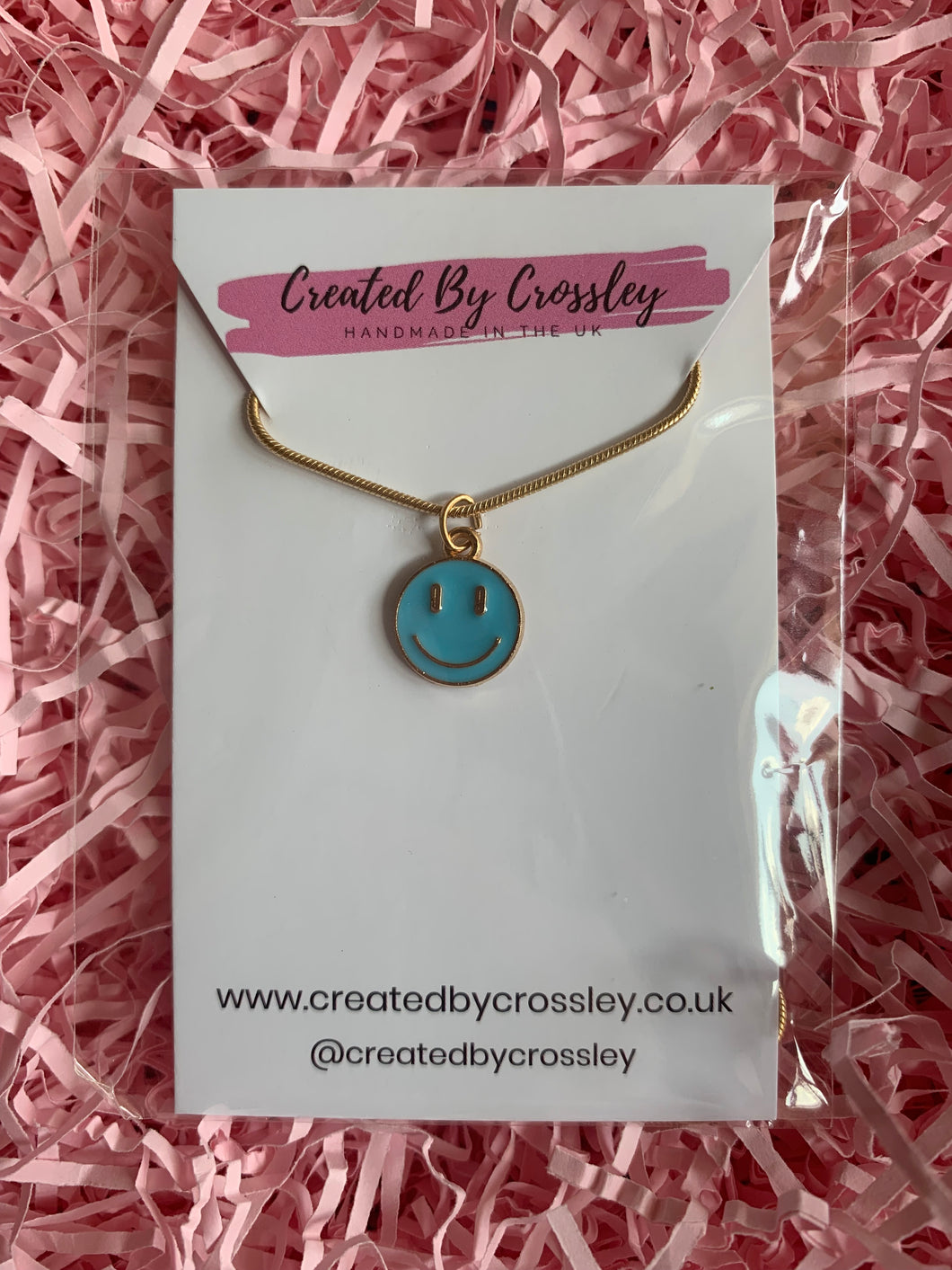 Blue Smiley Face Necklace