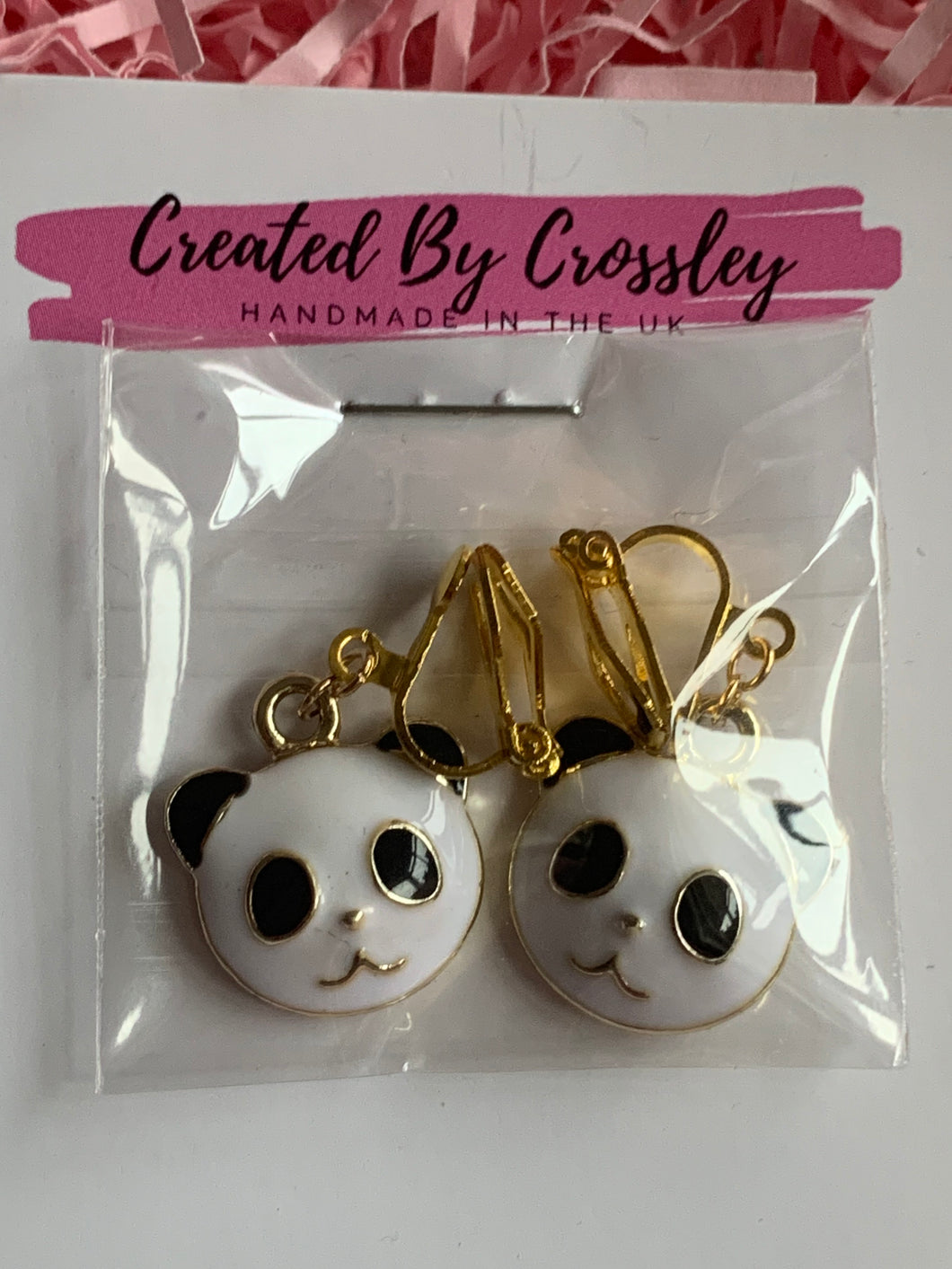 Panda Clip On Earrings