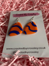 Load image into Gallery viewer, Orange Blue Clay Earrings
