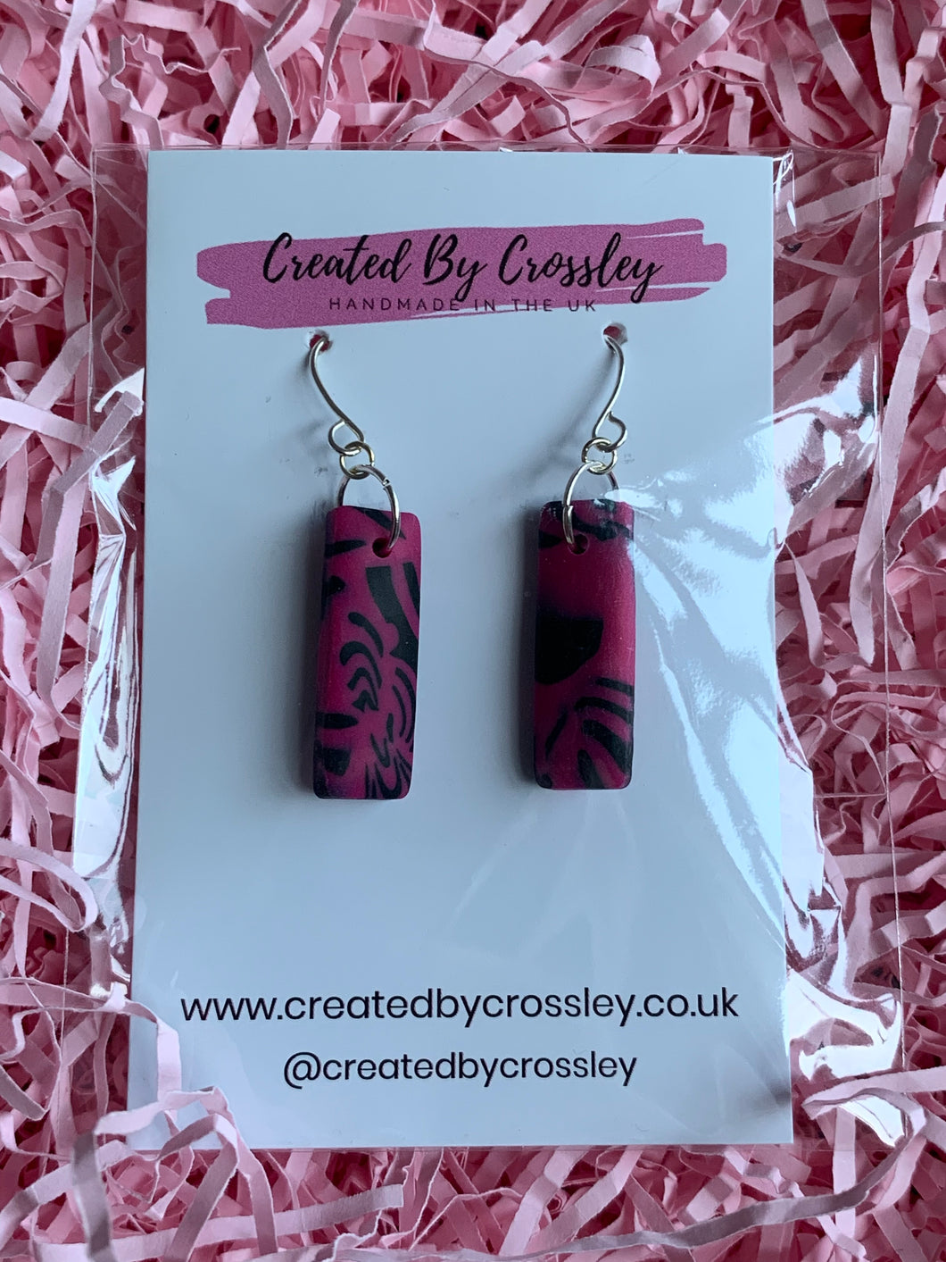 Pink and Black Clay Earrings