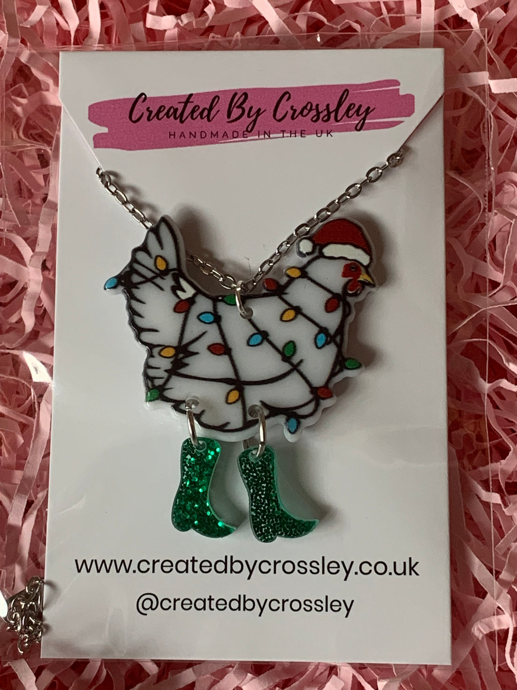 Christmas Chicken Charm Necklace