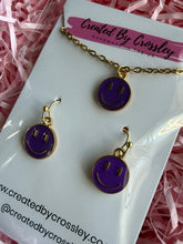 Load image into Gallery viewer, Purple Happy Face Jewellery Set
