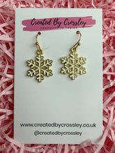 Load image into Gallery viewer, White Snowflake Charm Earrings
