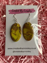 Load image into Gallery viewer, Yellow Purple Oval Clay Earrings
