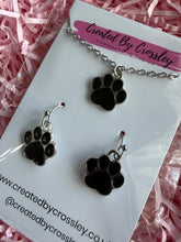 Load image into Gallery viewer, Black Paw Print Jewellery Set
