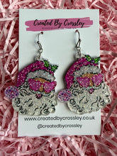 Load image into Gallery viewer, Pink Glitter Santa Charm Earrings
