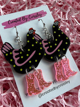 Load image into Gallery viewer, Black Chicken Charm Earrings
