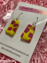 Load image into Gallery viewer, Pink Yellow Giraffe Print Clay Earrings
