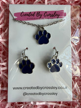 Load image into Gallery viewer, Blue Paw Print Jewellery Set
