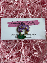 Load image into Gallery viewer, Purple Orchid Flower Pin Badge
