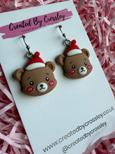 Load image into Gallery viewer, Chunky Festive Bear Charm Earrings
