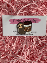 Load image into Gallery viewer, Coffee Sloth Pin Badge

