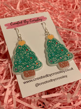 Load image into Gallery viewer, Christmas Tree Doodle Charm Earrings
