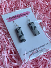 Load image into Gallery viewer, Grey Pattern Clay Earrings

