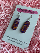 Load image into Gallery viewer, Purple Pattern Clay Earrings
