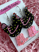 Load image into Gallery viewer, Black Chicken Charm Earrings
