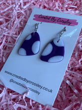 Load image into Gallery viewer, Purple Pattern Clay Earrings
