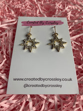 Load image into Gallery viewer, Gold Gem Star Outline Charm Earrings
