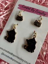 Load image into Gallery viewer, Black Cat Earring Duo
