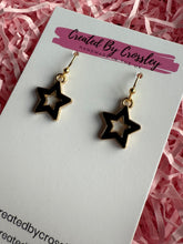 Load image into Gallery viewer, Black Outline Star Charm Earrings
