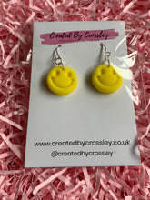 Load image into Gallery viewer, Yellow Smiley Face Clay Earrings
