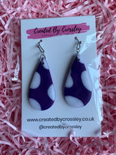 Load image into Gallery viewer, Purple Pattern Teardrop Clay Earrings
