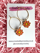 Load image into Gallery viewer, Colourful Daisy Charm Hoop Earrings
