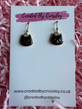 Load image into Gallery viewer, Black Cat Charm Earrings

