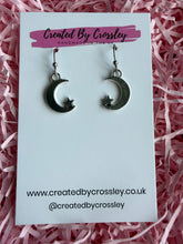 Load image into Gallery viewer, Moon Star Charm Earrings
