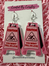 Load image into Gallery viewer, Love Caution Charm Earrings
