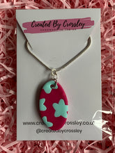 Load image into Gallery viewer, Pink Blue Star Oval Clay Earrings and Necklace
