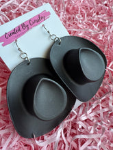Load image into Gallery viewer, Large Black Cowboy Hat Charm Earrings

