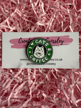 Load image into Gallery viewer, “I love cats and coffee” Pin Badge
